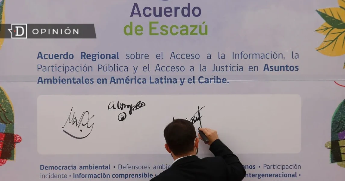 Representación visual del Acuerdo de Escazú, que promueve la protección de defensores ambientales en América Latina, aunque enfrenta retos de implementación.