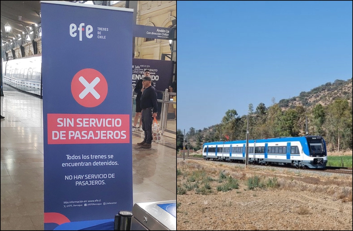 Tren Santiago-Rancagua sufre problemas: EFE acusa vandalización y anuncia retrasos en servicio