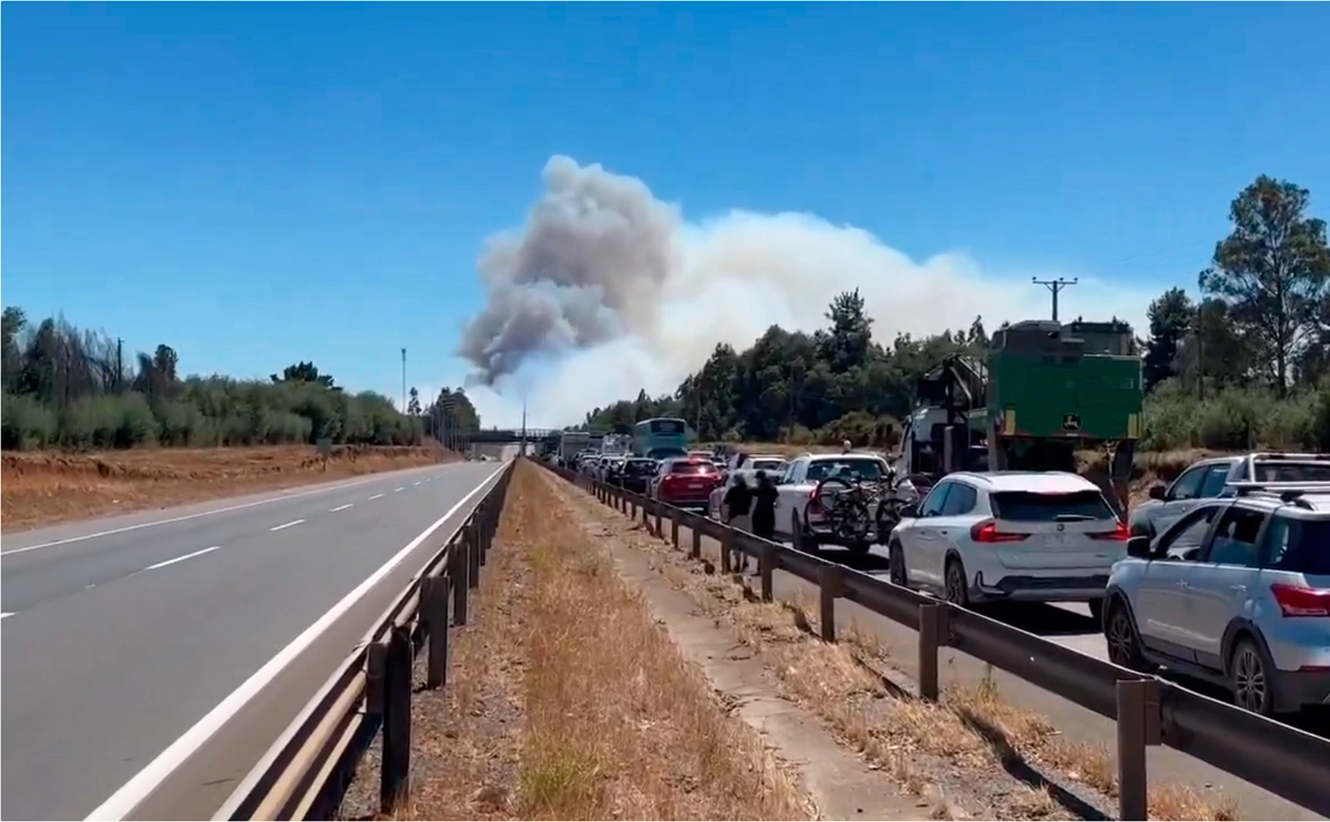 VIDEO| Ruta 5 Sur es cortada totalmente en ambos sentidos debido a incendio forestal de Collipulli