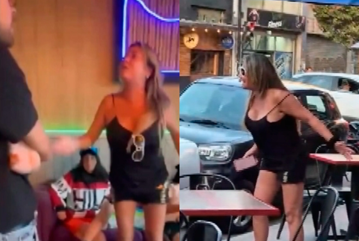 VIDEO| Denisse Campos escupe, insulta a garzón y rompe vidrio en bar de Viña: Todo por un vaso de plástico