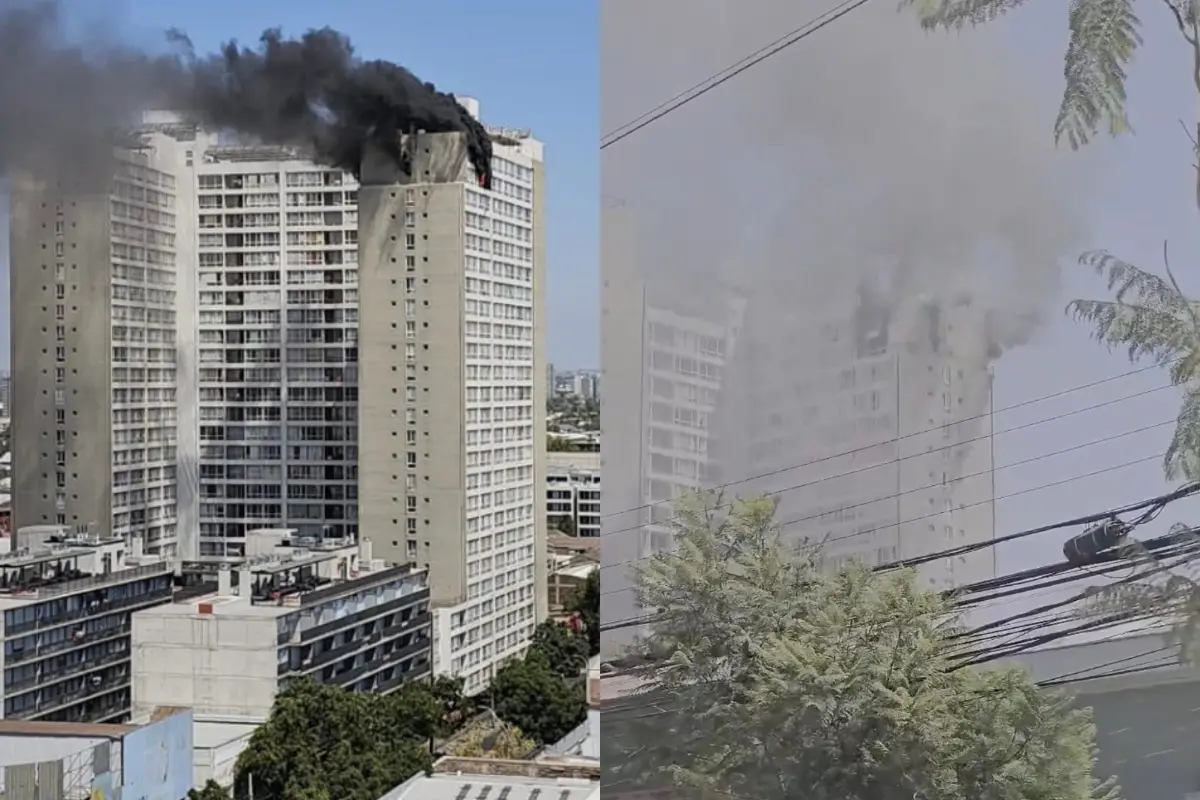 VIDEO| Feroz incendio en piso 23 de edificio de Santiago: 10 carros de bomberos operan por amenaza de propagación