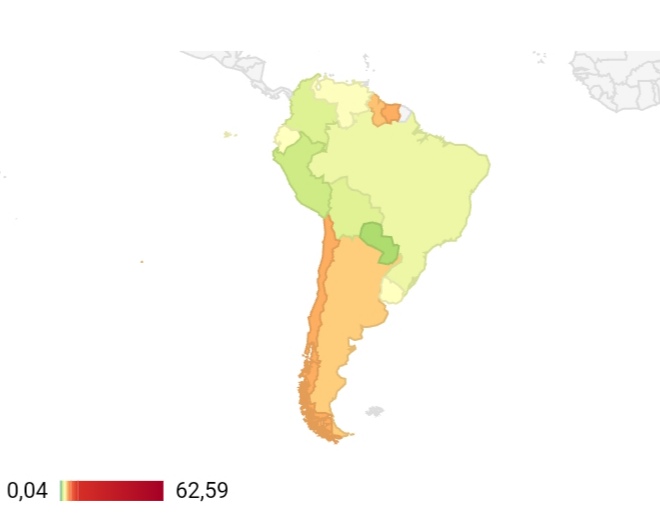 Chile y Surinam son las países que más emisiones de C02 generan en Sudamérica.