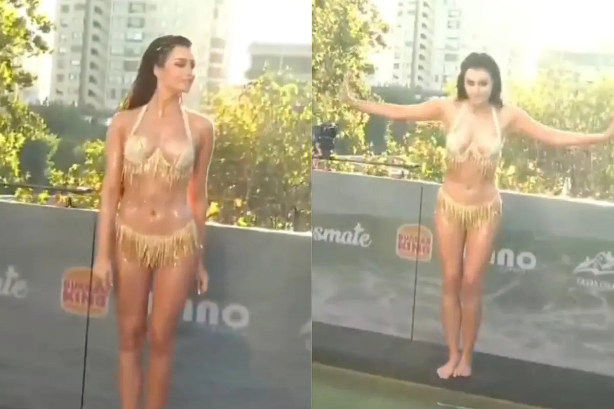 VIDEO| ¿Qué te pareció? Así fue el piscinazo de Emilia Dides, la reina del Festival de Viña 2025