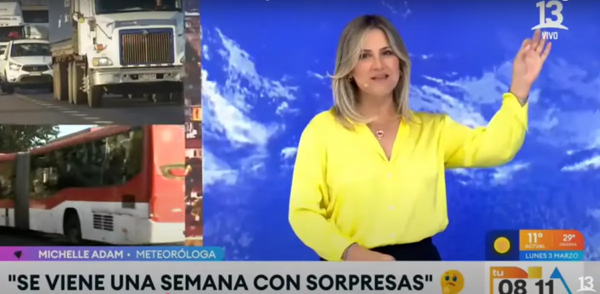 Michelle Adam se arriesga con inesperado pronóstico de lluvia esta semana en la zona central