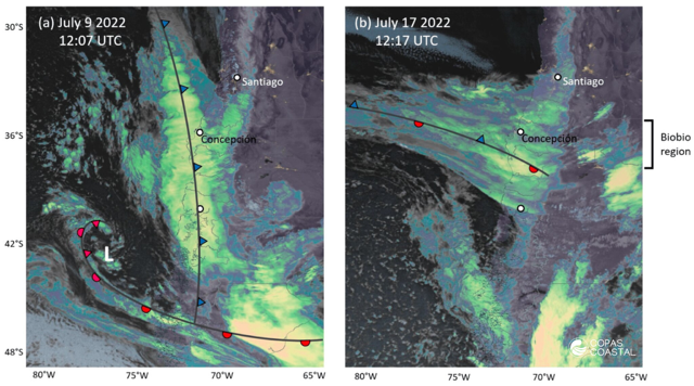 Imágenes satelitales de ríos atmosféricos.