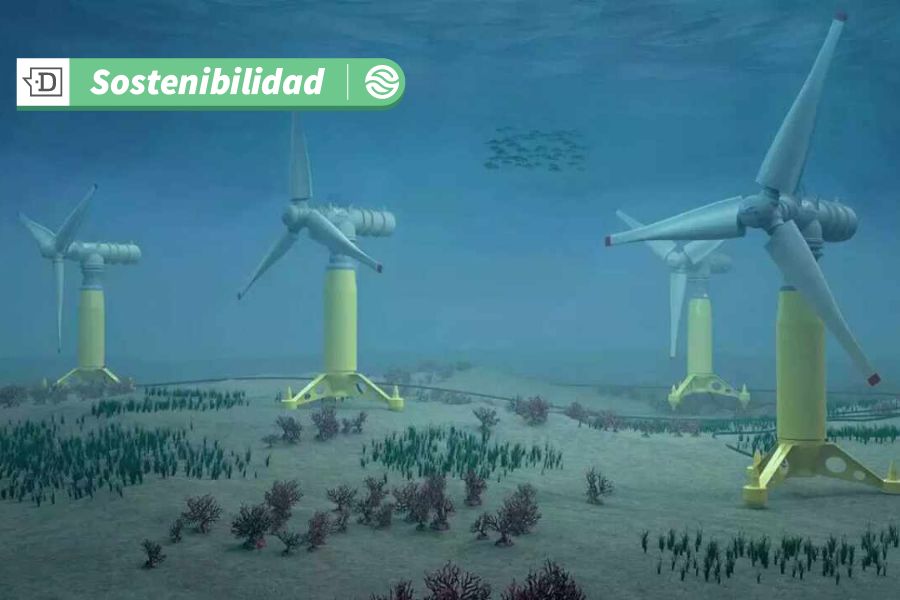 Energía mareomotriz en Francia: Corrientes marinas y turbinas bajo el mar simbolizan transición hacia energías limpias