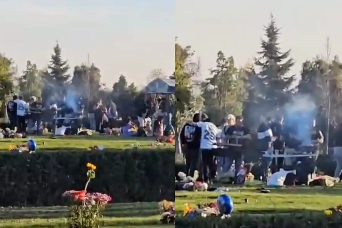 VIDEO| Indignación por grupo de personas con parlantes y haciendo asado en cementerio de Maipú