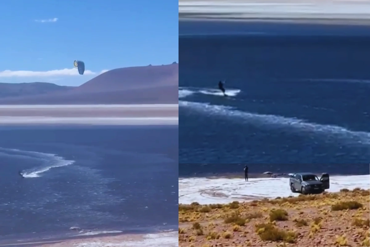 ¿Surfistas en los salares?: Turistas hacen windsurf en laguna protegida del desierto y Conaf estudia acciones legales