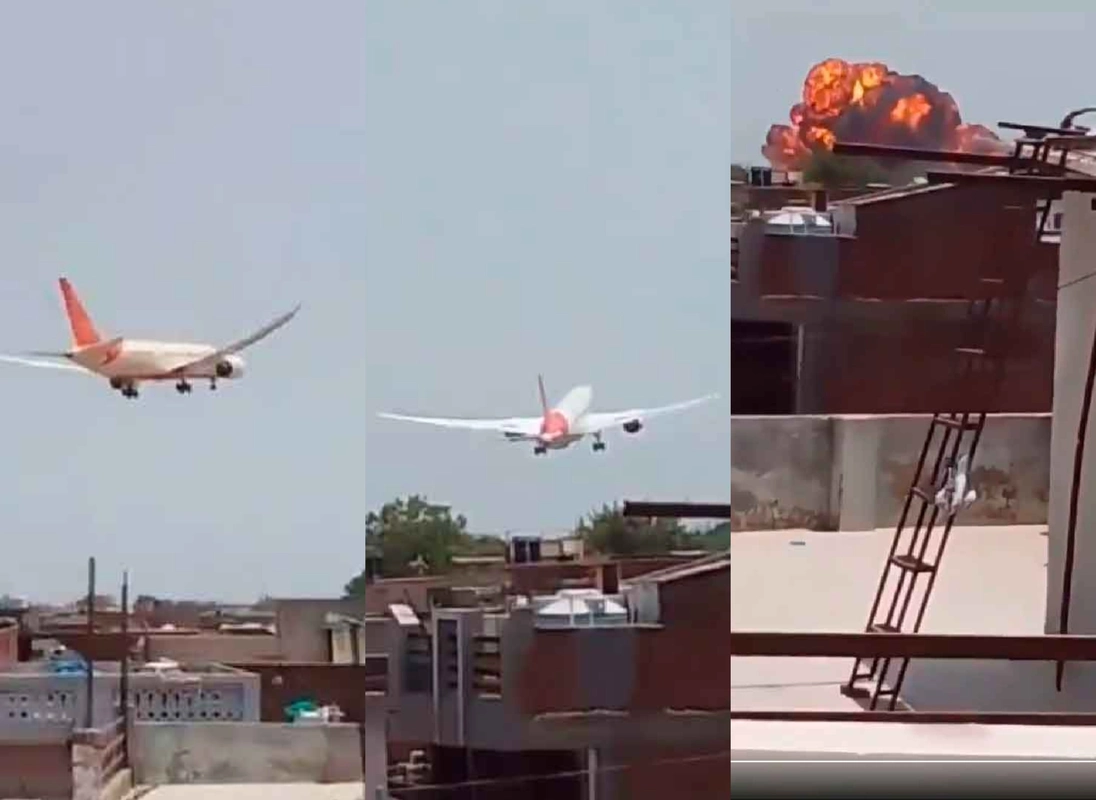 VIDEO| El impactante momento exacto en que avión con 242 personas cae en zona residencial de India