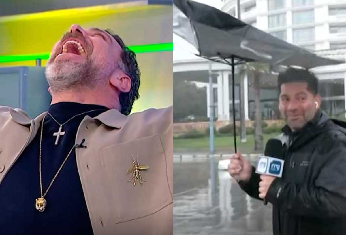 VIDEO| A periodista de Mega se le dio vuelta el paraguas en pleno despacho: Así fue la hilarante reacción de Neme