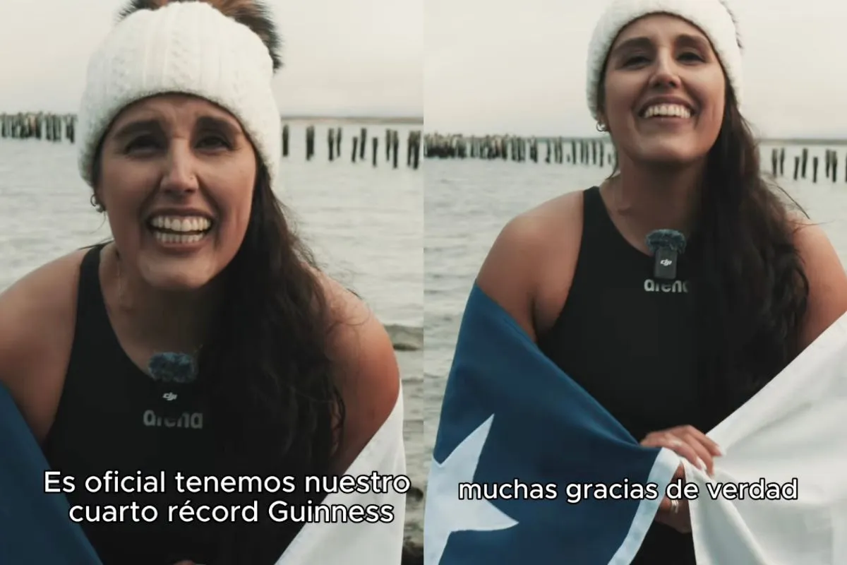 Bárbara Hernández logra su cuarto Récord Guinness: Nadó casi 4 km en aguas bajo cero en Puerto Natales