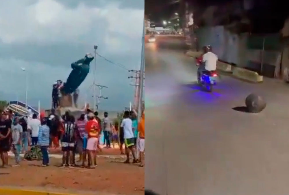 VIDEO| Estallido social en Venezuela: Protestas derriban estatua de Hugo Chávez y causan 2 fallecidos