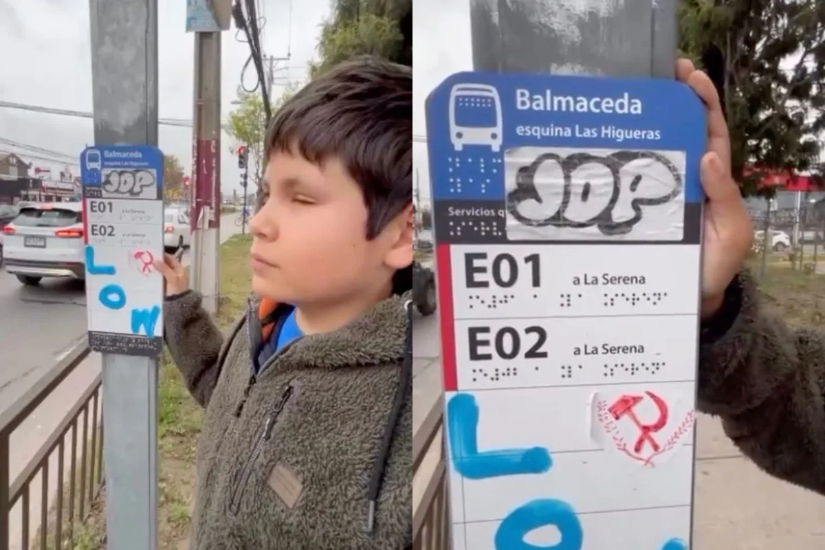 VIDEO| Niño con discapacidad visual pide no cubrir el Braille de los paraderos con stickers: 