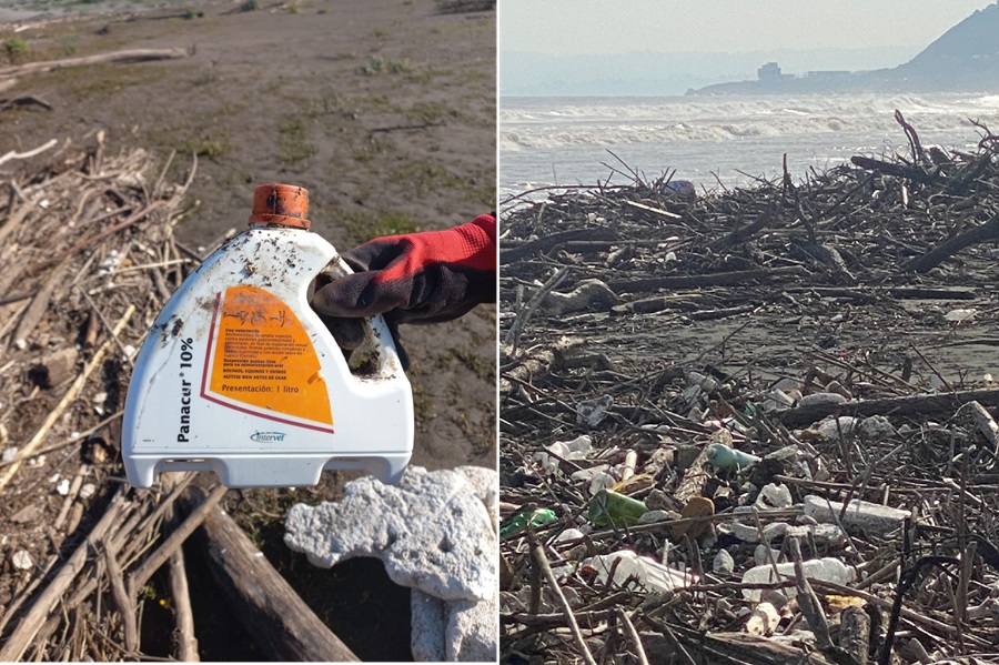 Envases de pesticidas: La basura que ensucia el río Maipo y que tapó la desembocadura tras lluvias