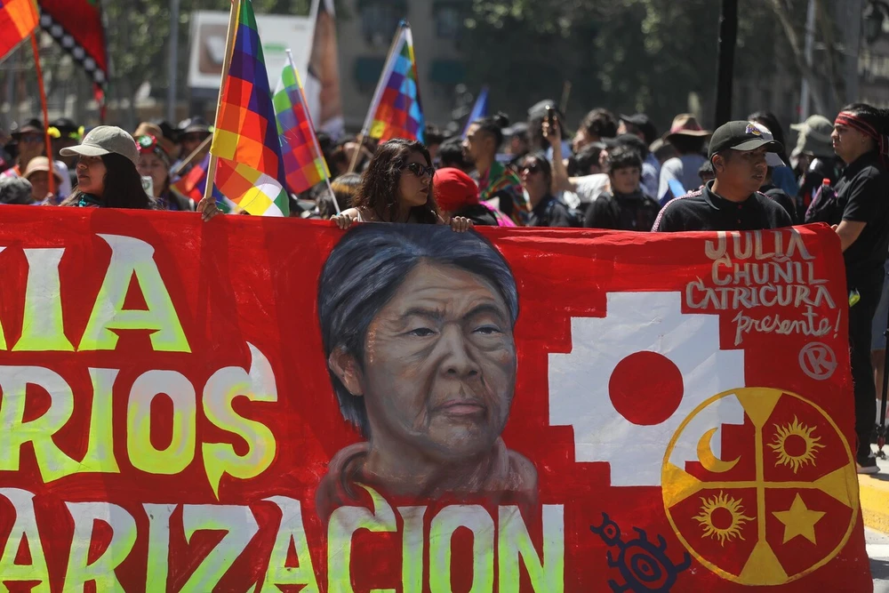 Familia de Julia Chuñil protesta en Marcha por la Resistencia de los Pueblos: 
