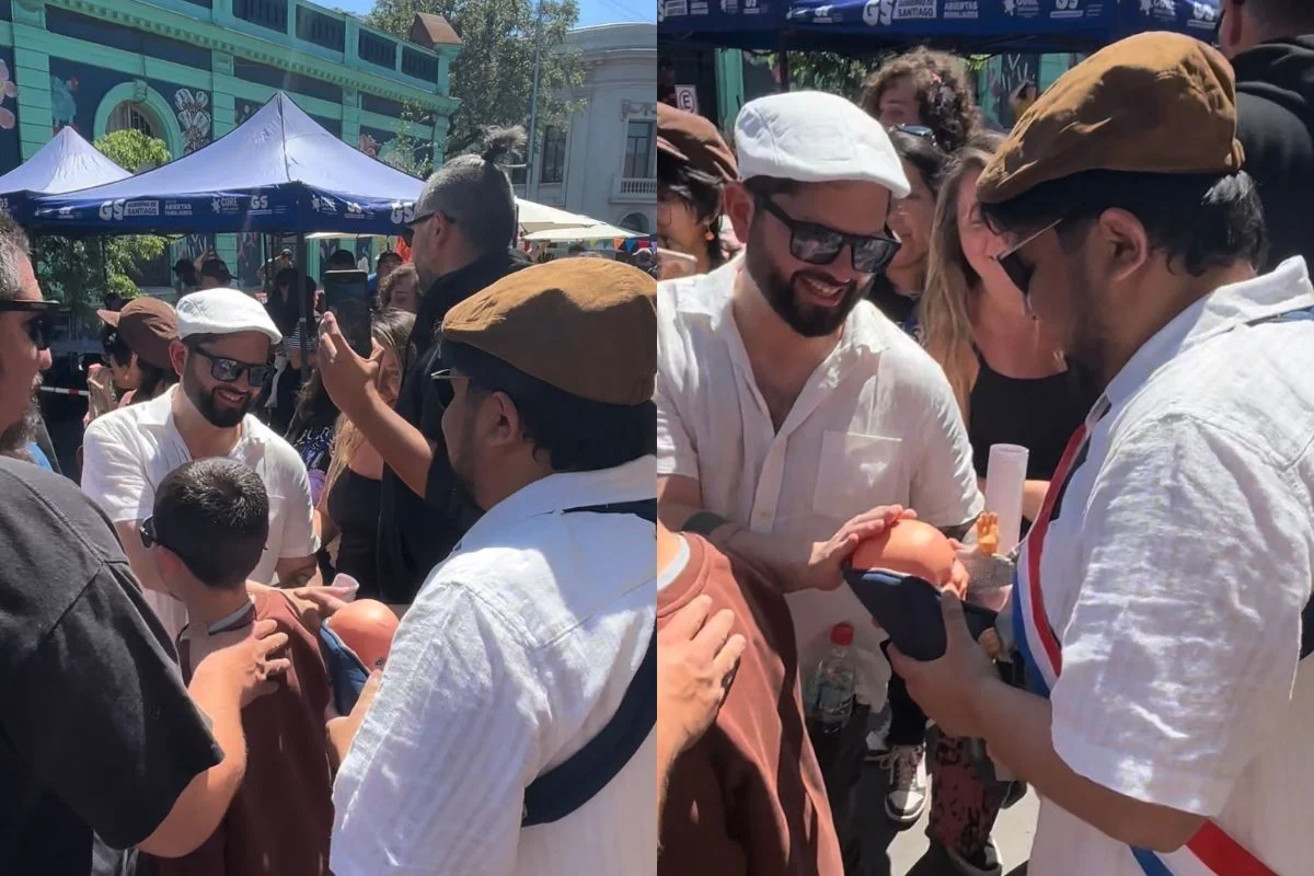 VIDEO| La reacción del presidente Boric al ver a hombre con cosplay de sí mismo y de su hija Violeta