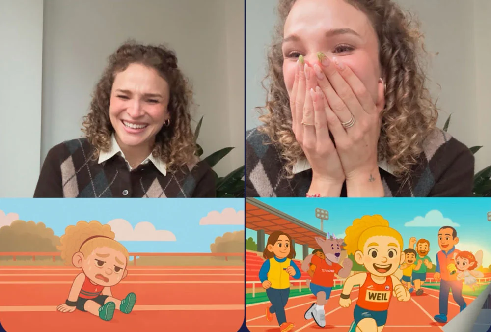 VIDEO| La emocionada reacción de Martina Weil al ver la serie animada del Team Chile que protagoniza