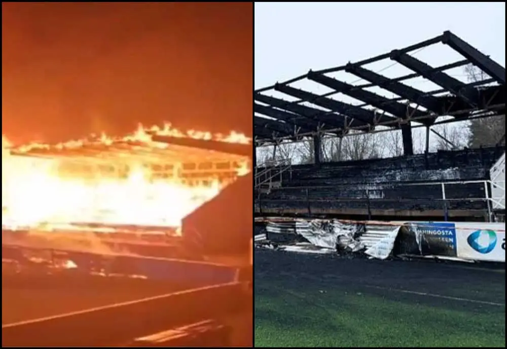 VIDEO| No se tomaron bien el descenso: Hinchas del FC Haka de Finlandia quemaron su propio estadio