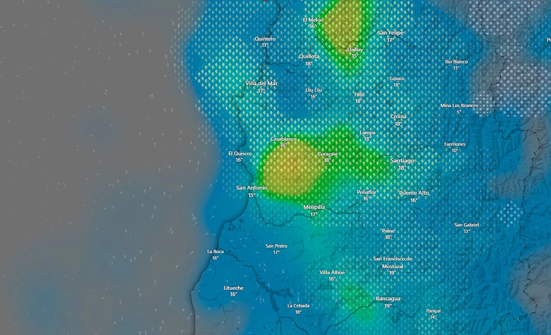 Sistema frontal en altura podría sorprender a santiaguinos: Posibles chubascos y tormentas eléctricas para zona central