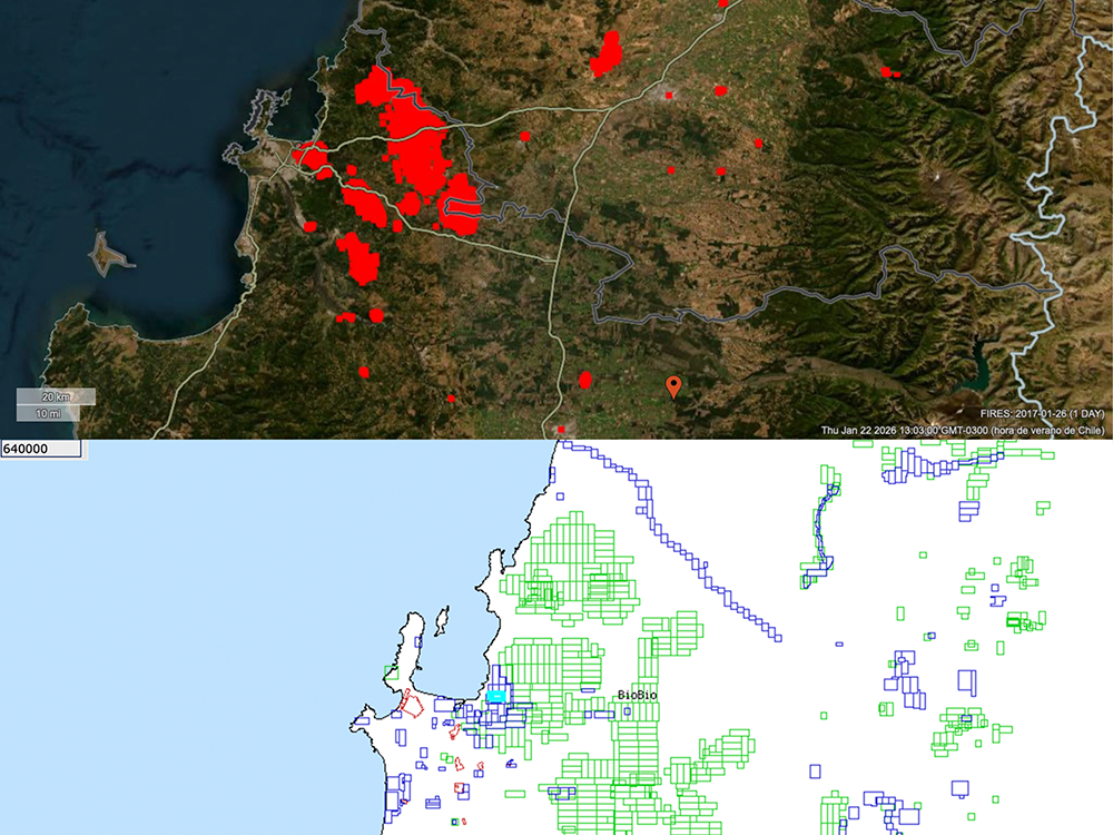 Incendios 2017 y Catastro Sernageomin