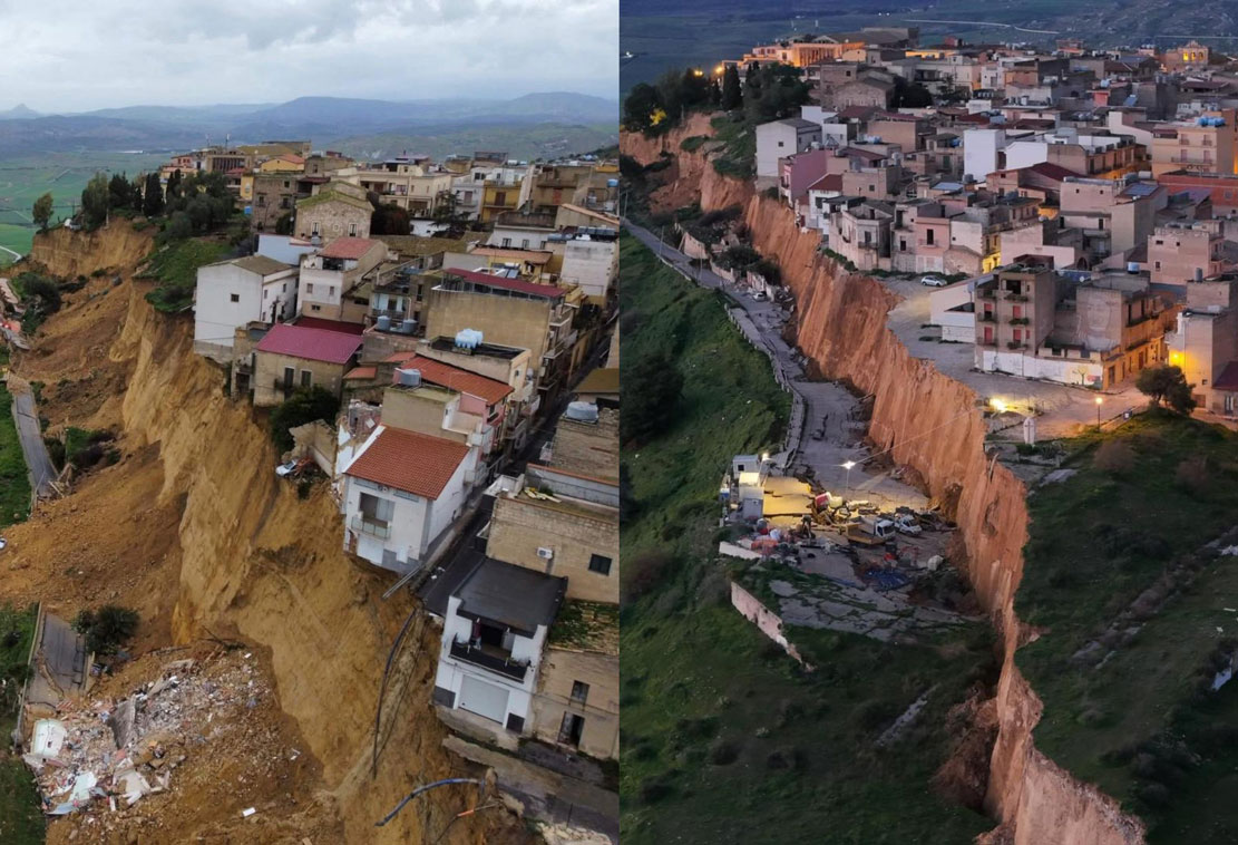 VIDEO| Así se ve el pueblo italiano de Niscemi: Quedó al borde del derrumbe debido a lluvias