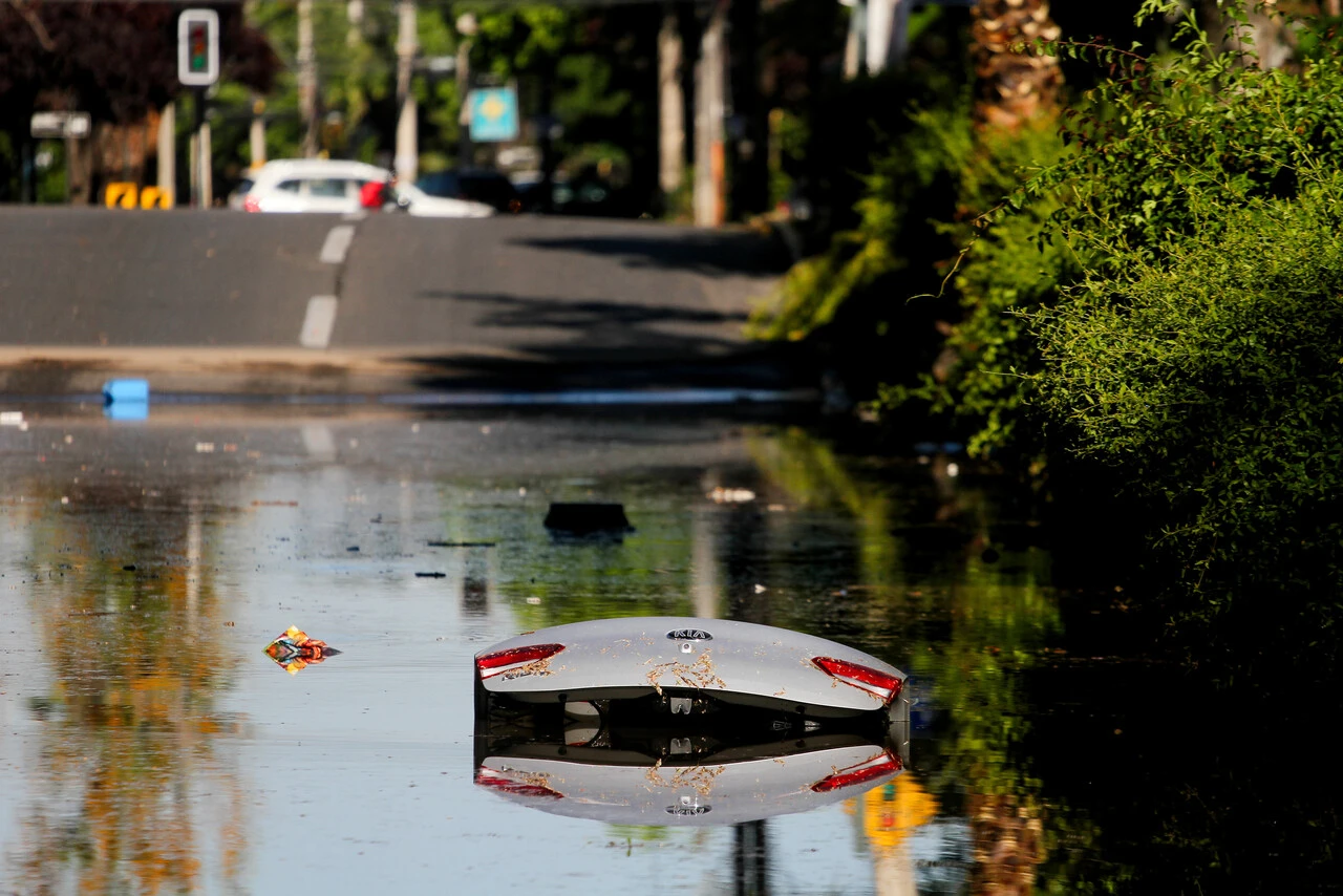 Inundaciones en la ciudad de Santiago.