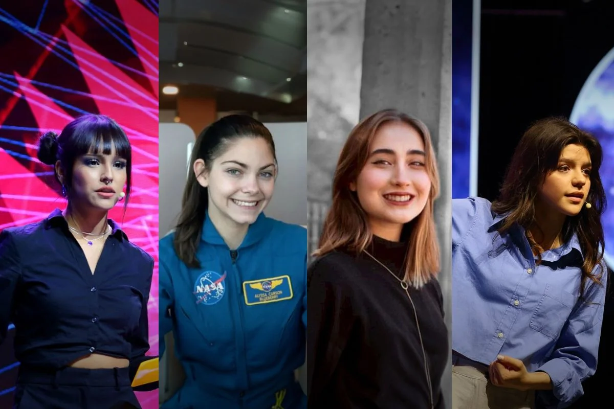 De izquierda a derecha: Anabelee Araneda, Alyssa Carson, Julieta Martínez y Trinidad Matta