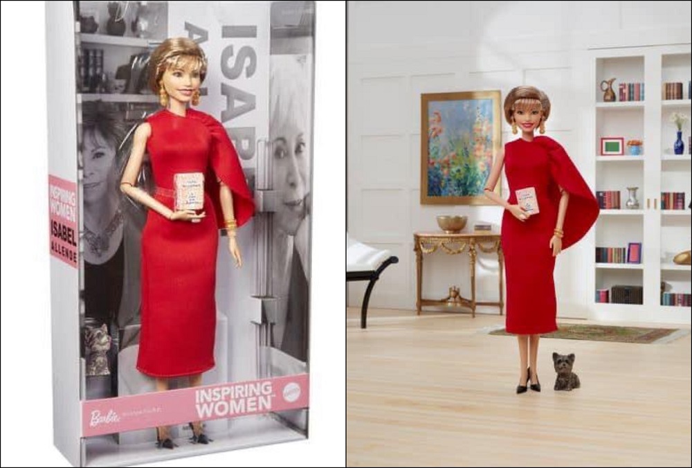 Con libro y perrito: Isabel Allende es homenajeada y ya tiene su propia muñeca Barbie