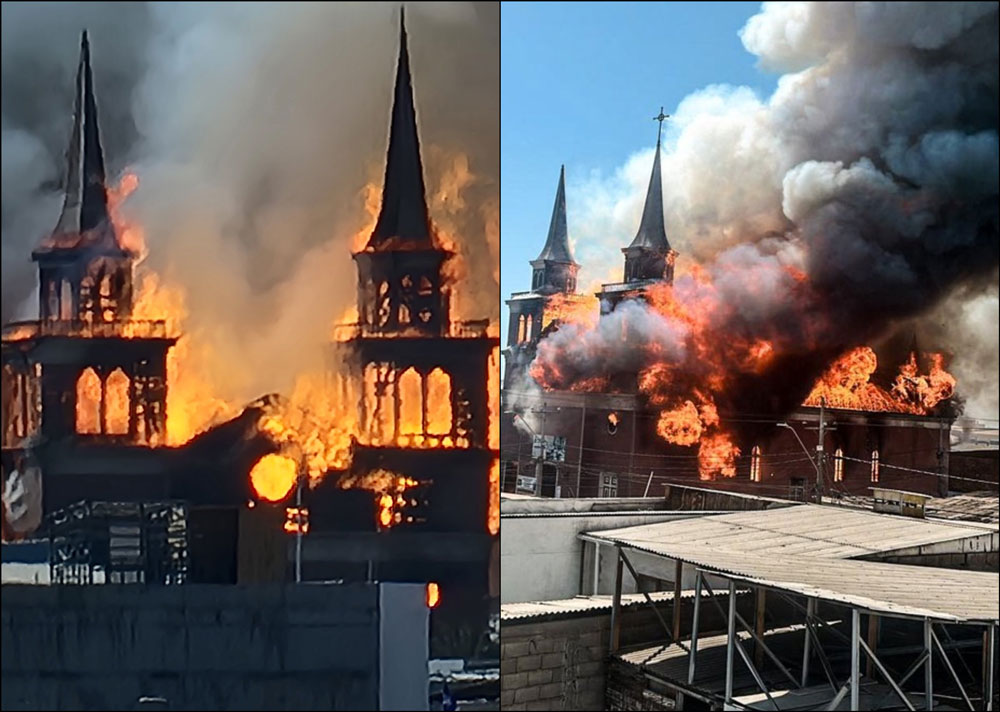 VIDEO| Impacto en Iquique: Histórica Iglesia San Francisco es consumida por voraz incendio