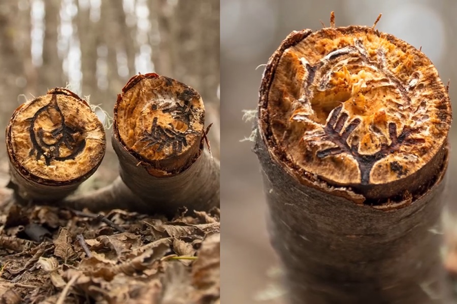 VIDEO| Develan los dibujos que hacen escarabajos de ambrosía en árboles nativos del sur de Chile