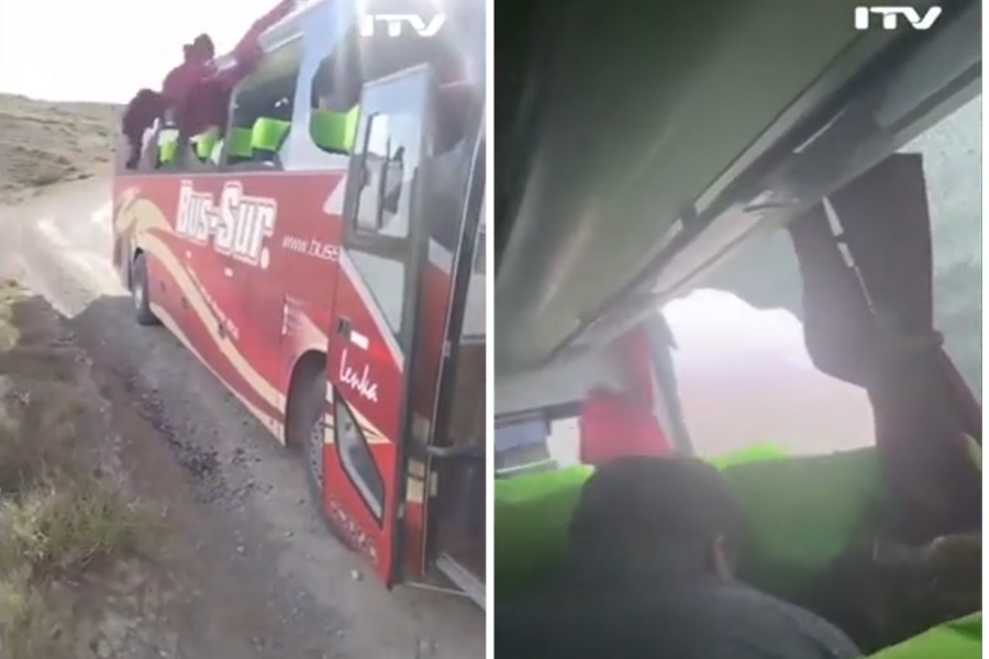 VIDEO| Viento extremo hace estallar ventanas de bus turístico camino a Torres del Paine