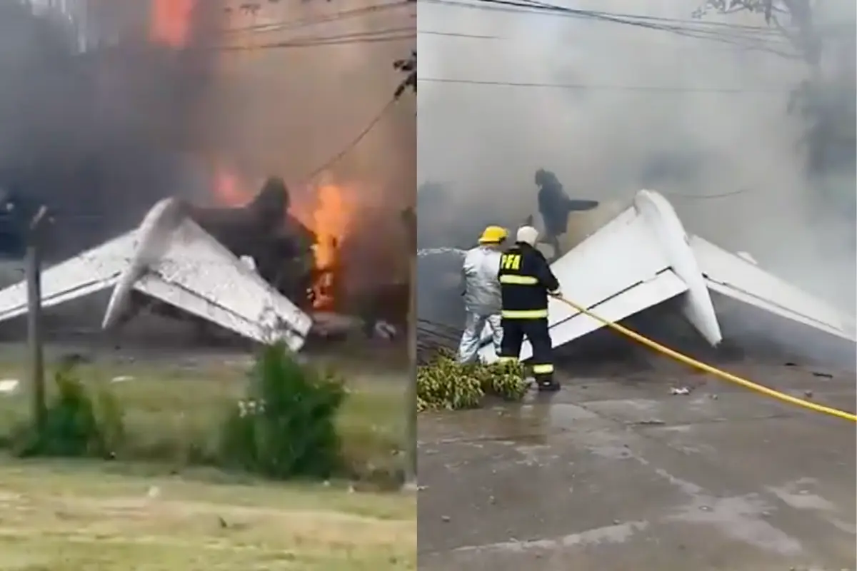 VIDEO| Impactante accidente aéreo en Argentina deja 2 muertos: Avión despistó y chocó casas