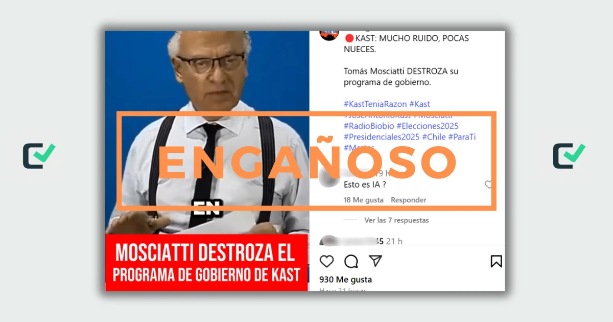 ENGAÑOSO: El video de Mosciatti que compara el programa presidencial de J.A Kast con un texto “escolar” es de 2021, no de 2025