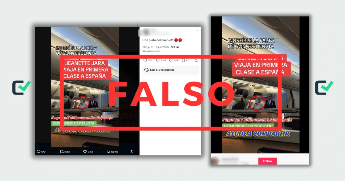 La foto de Jeannette Jara en un avión hacia España es un montaje
