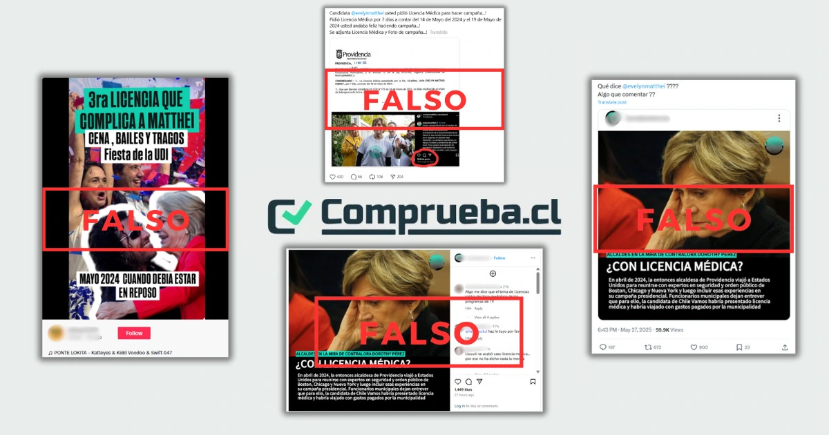 Las desinformaciones que han circulado sobre el supuesto uso fraudulento de licencias médicas por parte de Evelyn Matthei
