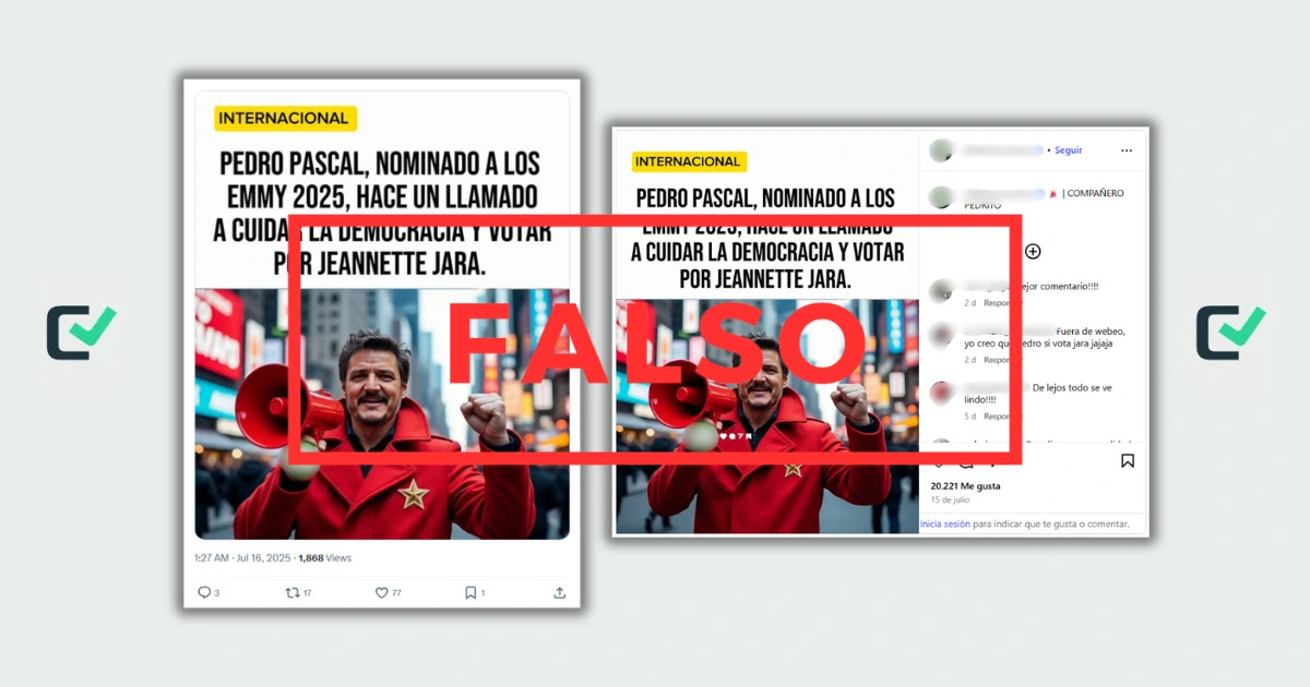 No hay registros de que Pedro Pascal haya hecho un llamado a votar por Jeannette Jara en las elecciones presidenciales de este año