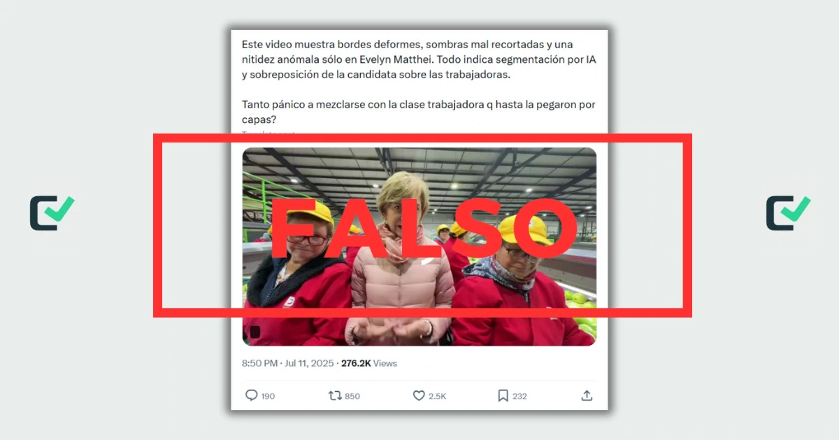 Un video de Evelyn Matthei en una frutícola fue ralentizado para parecer que fue hecho con IA